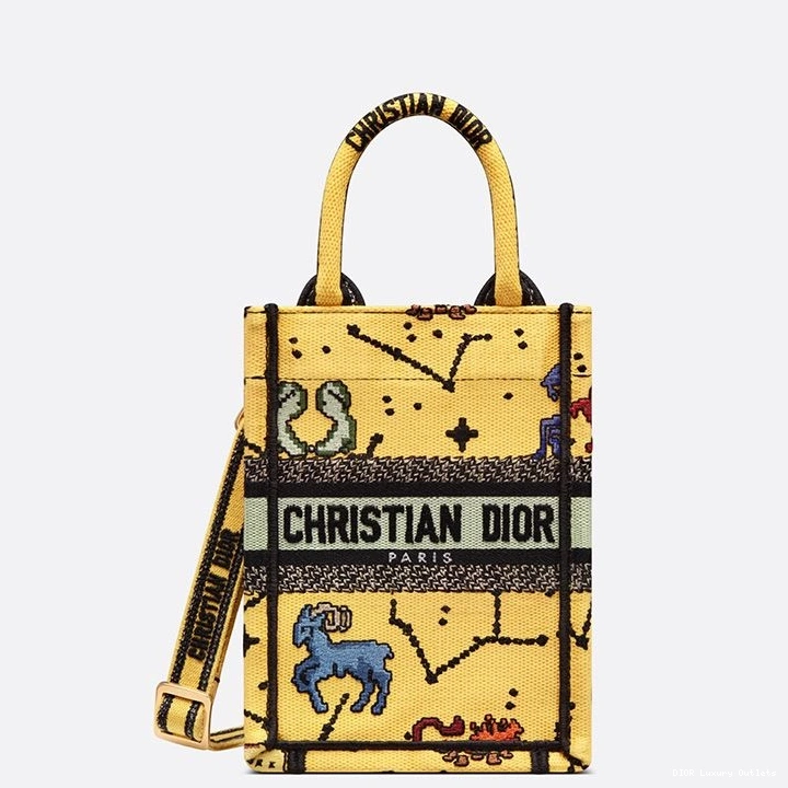Cheap Zodiac Book Tote Motif Dior Yellow Miniature Canvas Pixel 0711 Luxury